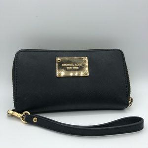 Michael Kors black leather wallet/wristlet